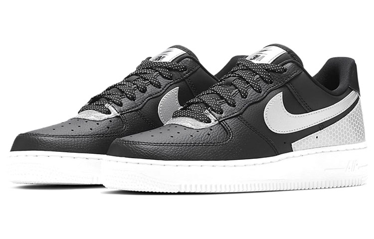 Женские кроссовки Nike Air Force 1 '07 SE (черно-серебристые) — Чёрный / серебристый / белый — фото 3