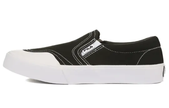 FILA Guard Slip on Canvas Low top Skateboard Shoes Unisex Black White