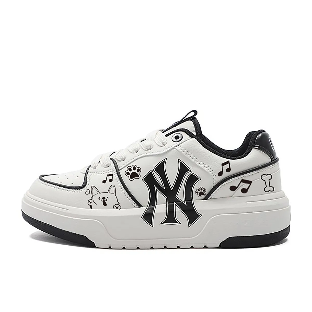 MLB Chunky Liner Pu Coverage Abrasion Resistant Coverage Abrasion Resistant Low top Skateboard Shoes Unisex Black White