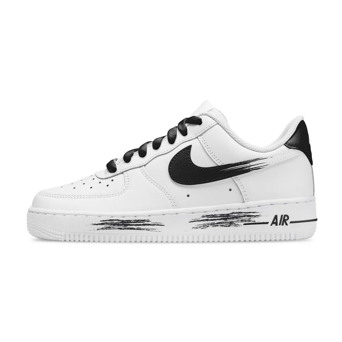 Nike Air Force 1 Black Storm Synthetic Leather Abrasion Resistant Low top Skateboard Shoes Unisex Black White