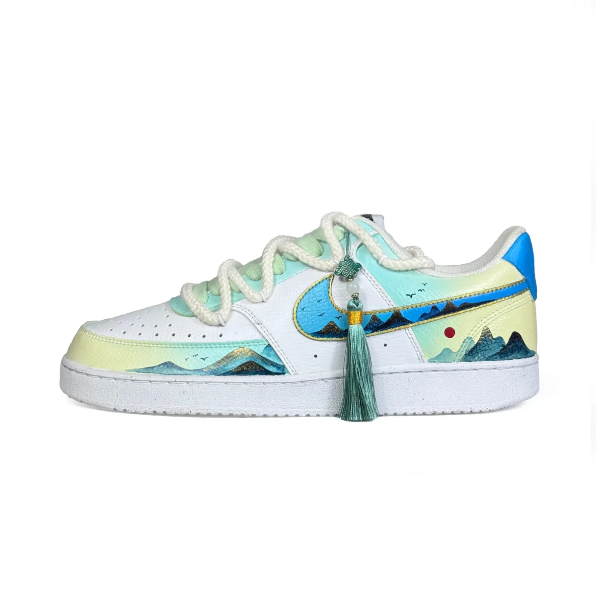 Nike Court Vision 1 Abrasion Resistant Low top Skateboard Shoes Men's Blue Green