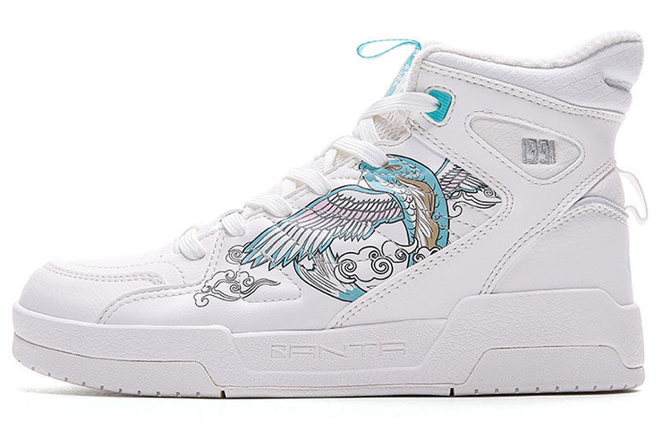 Anta Life Collection Synthetic Leather High top Wear resistant And Lightweight Skateboard Shoes Women's White Blue