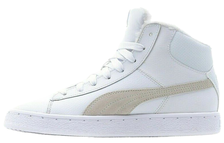 PUMA Mid Leather Fur Lined Cozy Stay Warm Mid Top Casual Skate Shoes Unisex White Fleece Lined