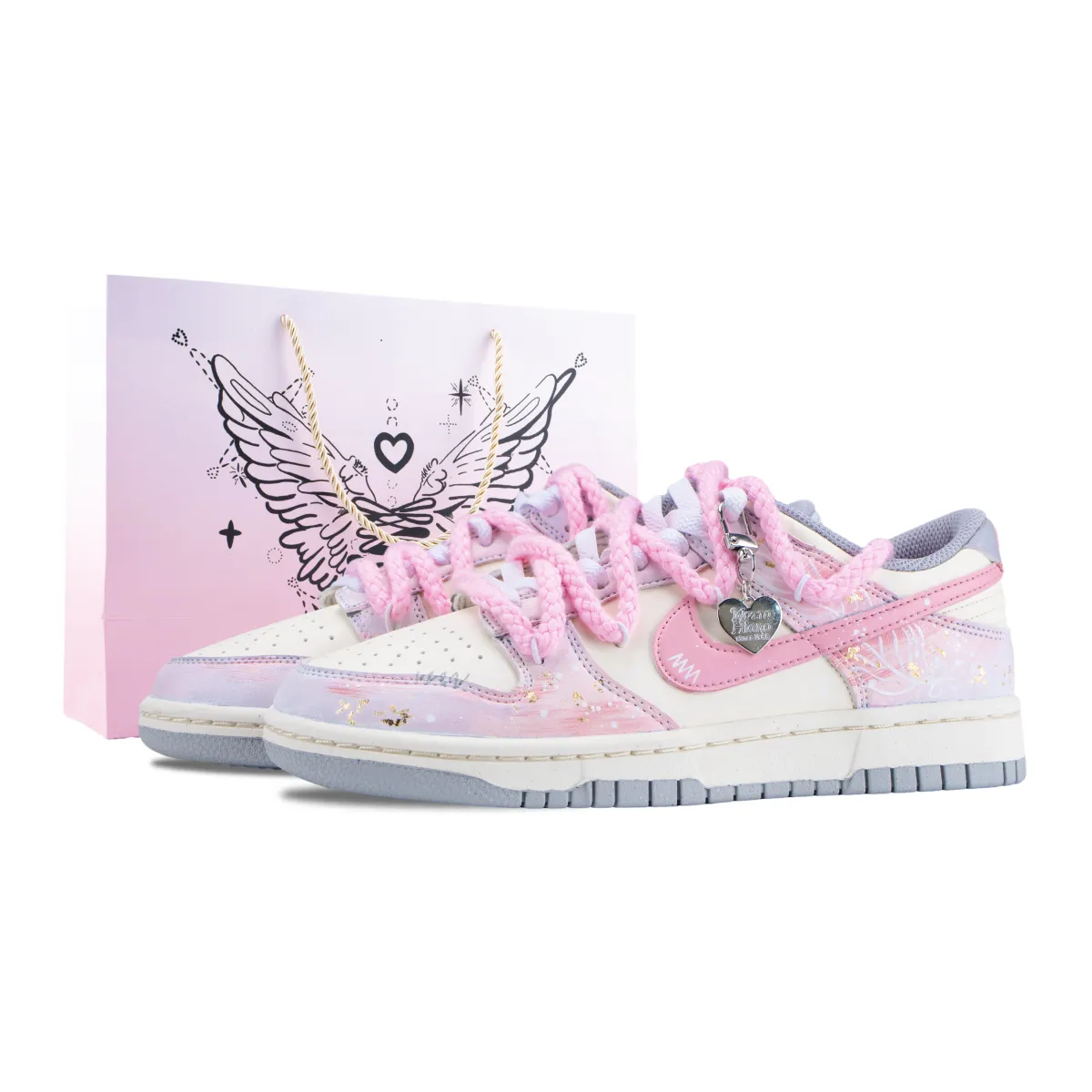 Nike Dunk Sweet Almond Glow Low top Skateboard Shoes Unisex Pink Gray