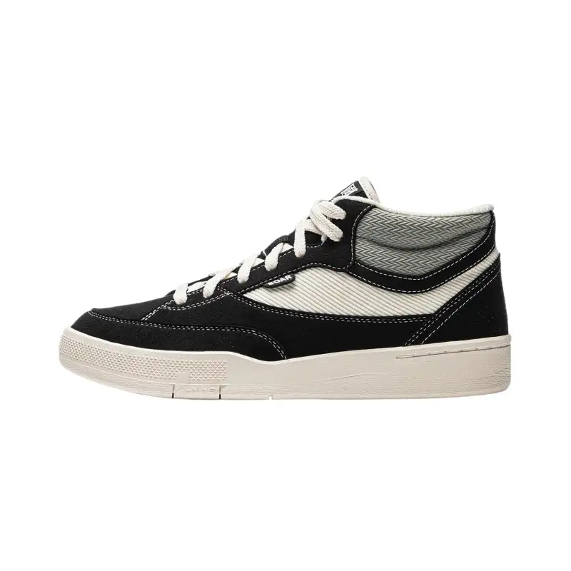 Li Ning Slip Resistant Abrasion Resistant Mid top Skateboard Shoes Men's Black Rice Gray