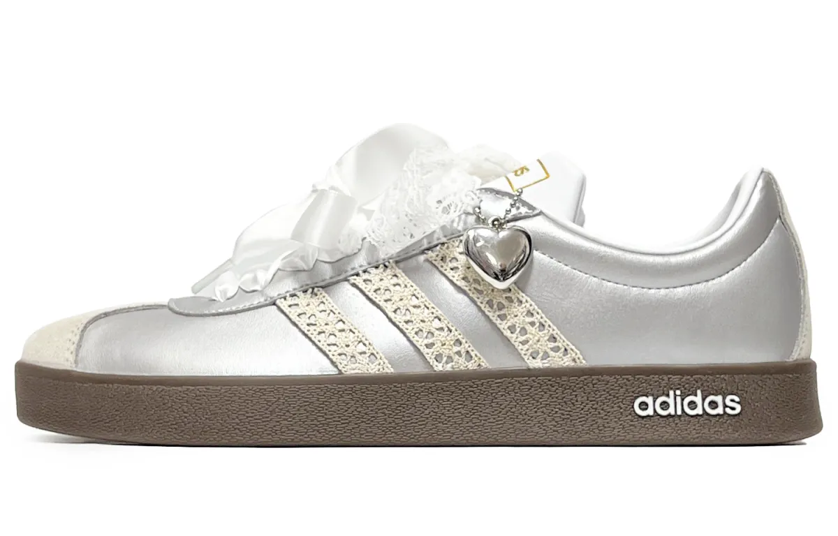 Adidas Vl Court Classic Steam Sweetheart Abrasion Resistant Low top Skateboard Shoes Unisex Silver White