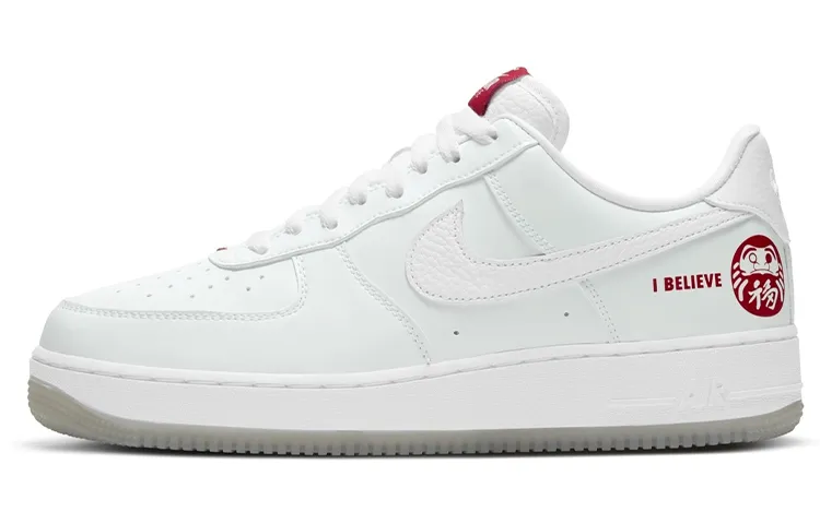 Nike Air Force 1 'I Believe Daruma' Low top Skateboard Shoes Unisex White Red