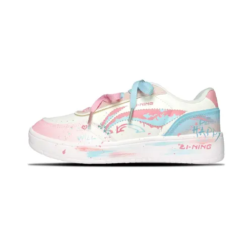 Li Ning Sourdough Slip Resistant Abrasion Resistant Low top Skateboard Shoes Women's Blue Pink