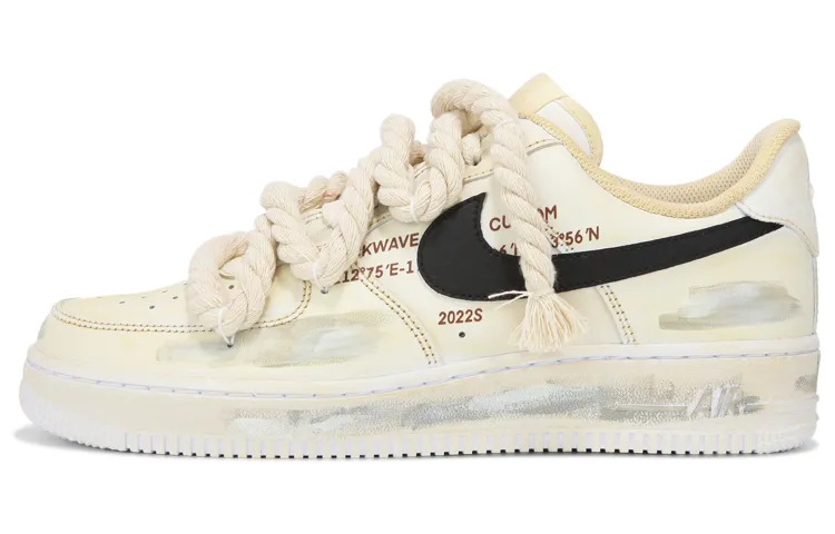 Nike Air Force 1 Low top Skateboard Shoes Men's Beige Yellow