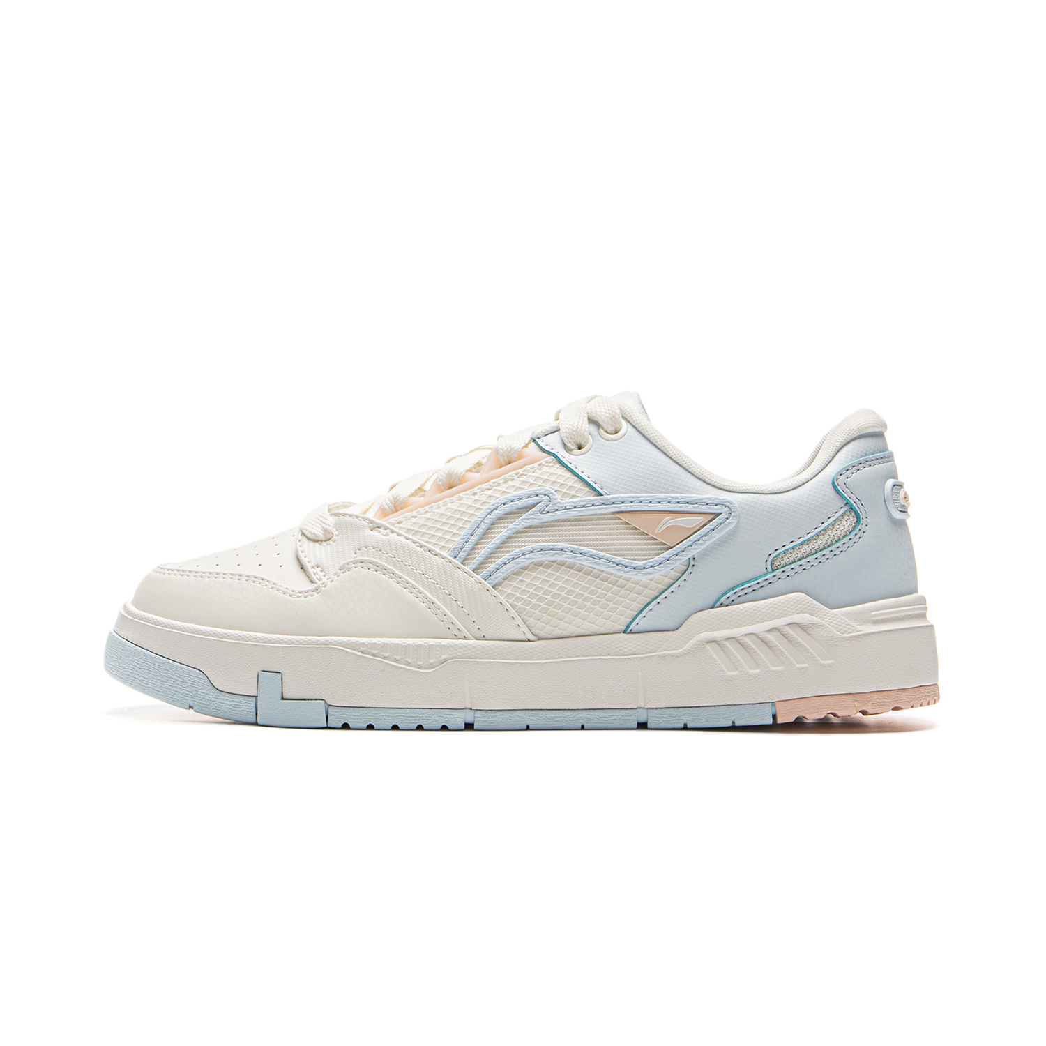 Li Ning Common 80s Slip Resistant, Abrasion Resistant, Breathable Low top Skateboard Shoes Women's White Blue