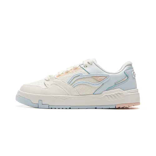 Li Ning Common 80s Slip Resistant, Abrasion Resistant, Breathable Low top Skateboard Shoes Women's White Blue