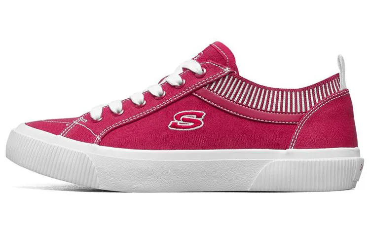 Skechers V'lites Mesh, Textile Lace Up Low top Skateboard Shoes Women's Peach Red White