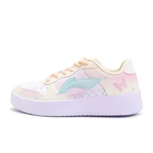 Li Ning Floating Boat Synthetic Leather Lightweight Breathable Low top Skateboard Shoes Women's Pink Blue Yellow