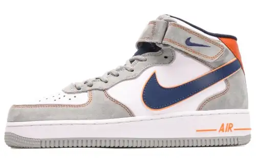 Nike Air Force 1 Abrasion Resistant Breathable Mid top Skateboard Shoes Unisex White Blue