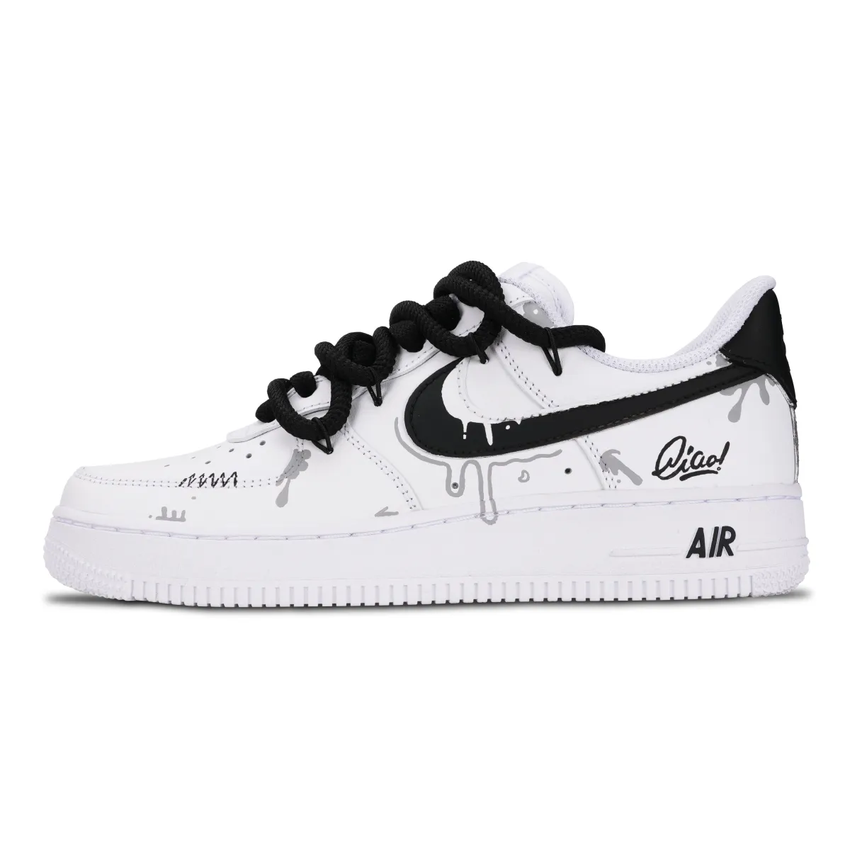 Nike Air Force 1 Graffiti Slip Resistant Abrasion Resistant Low top Skateboard Shoes Unisex White Black