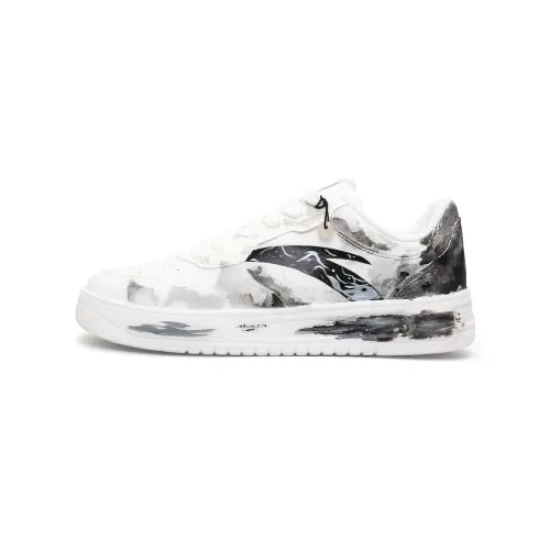 Anta Life Collection Slip Resistant Cushioning Abrasion Resistant Low top Skateboard Shoes Men's White Black