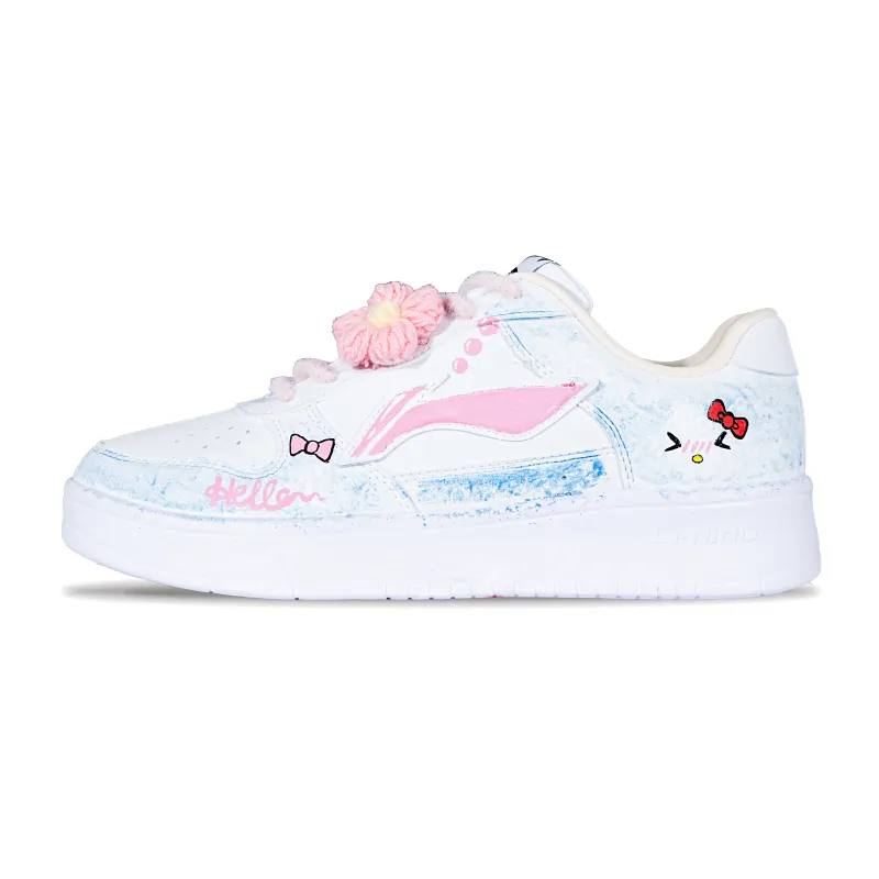 Li Ning Floating Boat Slip Resistant Cushioning Abrasion Resistant Low top Skateboard Shoes Unisex Pink White Blue