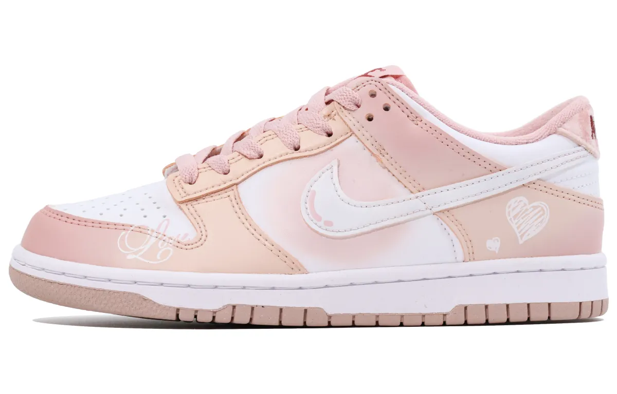 Nike Dunk Lunar Post, Timeless Heart Non slip Lightweight Low top Skateboard Shoes Women's White Pink