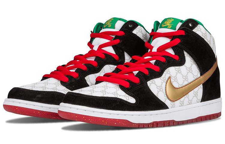 Мужские кеды Nike Dunk SB Black Sheep (черно-бело-красные) — фото 2