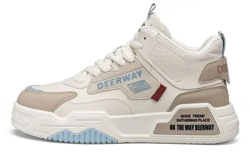 DEERWAY Mid top Skateboard Shoes Men's Beige Khaki