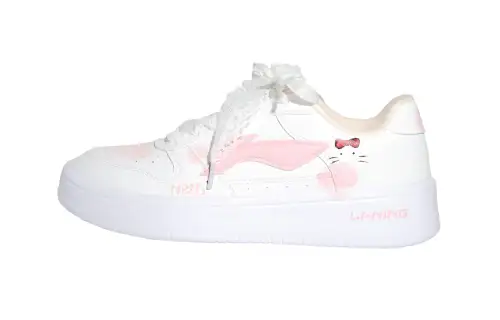 Li Ning Floating Boat Wear resistant And Lightweight Low top Skateboard Shoes Women's White Pink
