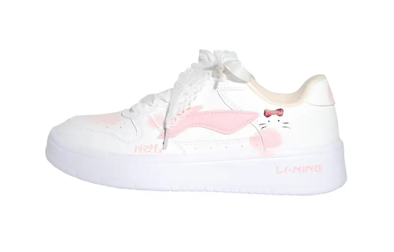 Li Ning Floating Boat Wear resistant And Lightweight Low top Skateboard Shoes Women's White Pink