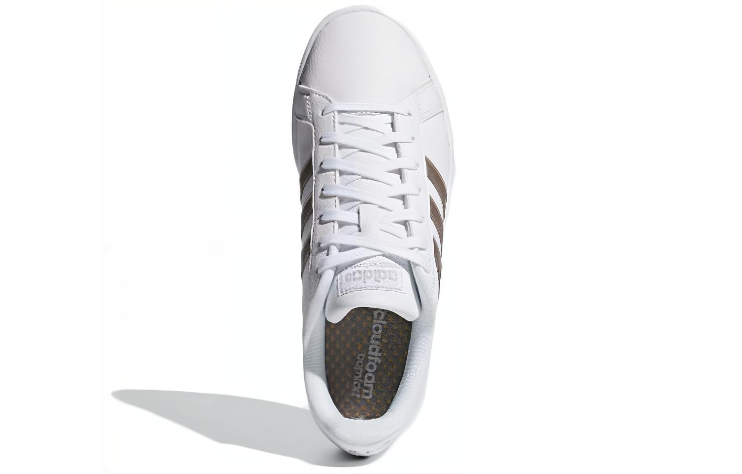 Женские кеды adidas neo GRAND COURT (бело-коричнево-серебристые) — Белый / коричневый / серебристый — фото 4
