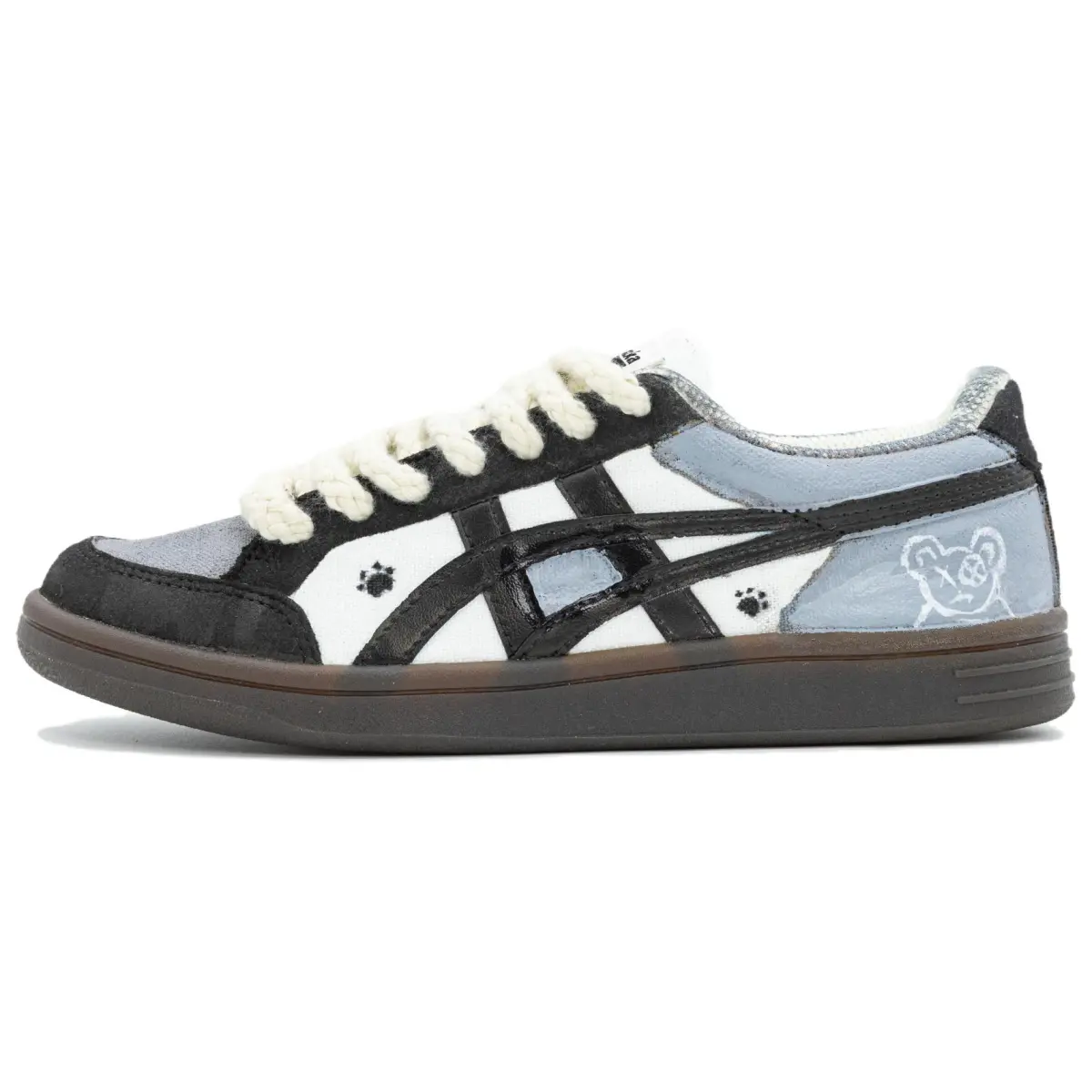 Onitsuka Tiger Advanti Cool Bear Cute Paw Slip Resistant Height Increasing Low top Skateboard Shoes Unisex Gray