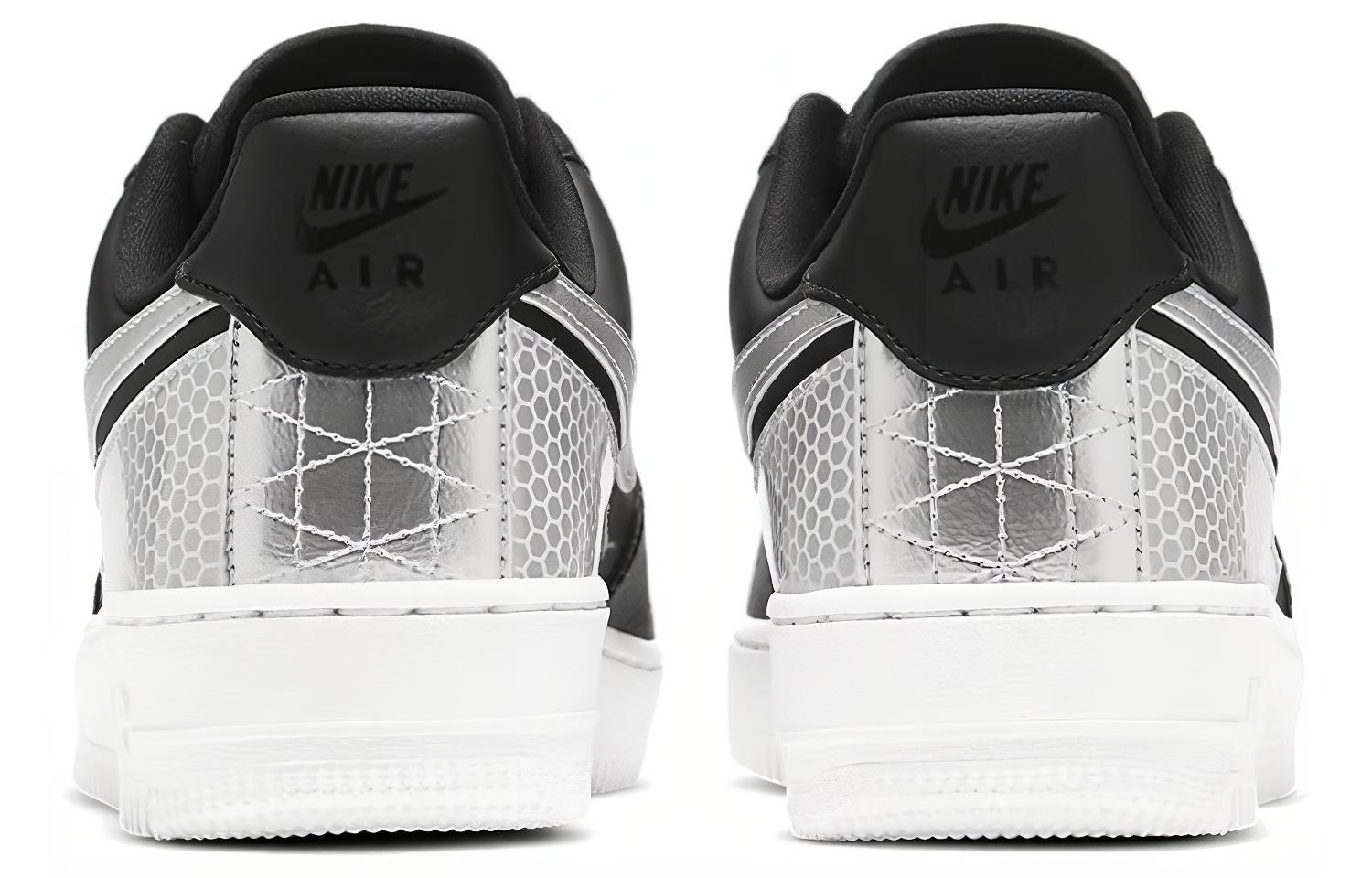 Женские кроссовки Nike Air Force 1 '07 SE (черно-серебристые) — Чёрный / серебристый / белый — фото 5