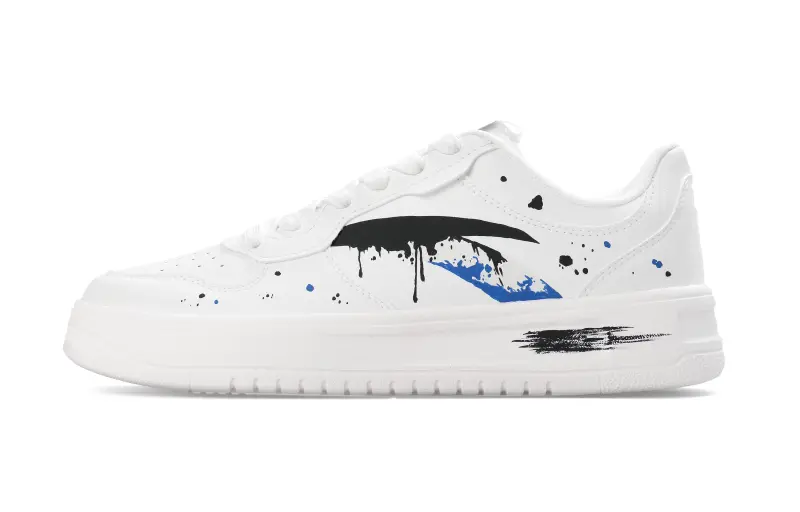 Anta Easy Slip Resistant Cushioning Height Increasing Low top Skateboard Shoes Men's White Black Blue