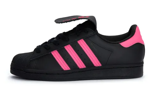 Adidas Originals Superstar Collection Slip Resistant Low top Skateboard Shoes Unisex Black Pink