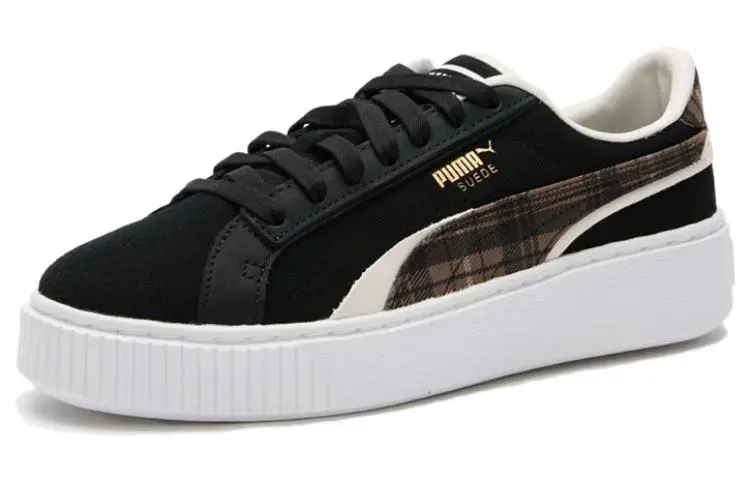 PUMA Suede Plat Form Plaid 'Black' Women's