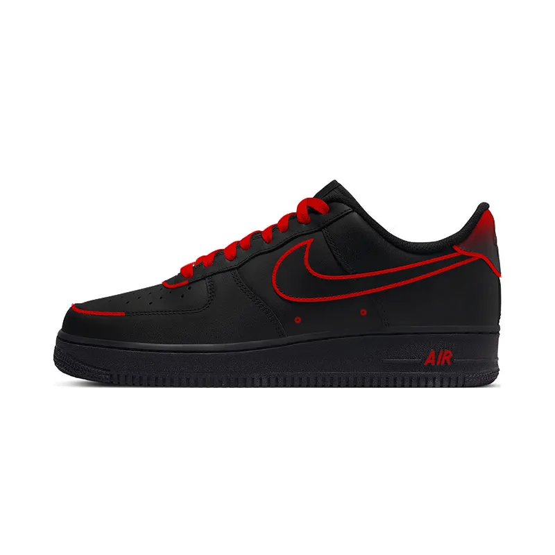 Nike Air Force 1 Slip Resistant, Abrasion Resistant, Lightweight Low top Skateboard Shoes Unisex Black Red