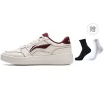 Li Ning Slip Resistant Cushioning Abrasion Resistant Breathable Low top Skateboard Shoes Men's White Red