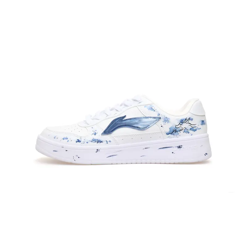 Li Ning Floating Boat Slip Resistant, Abrasion Resistant, Breathable Low top Skateboard Shoes Men's White Blue