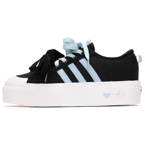 Adidas Originals Nizza Platform Slip Resistant Slip Resistant Low top Skateboard Shoes Women's Black Blue