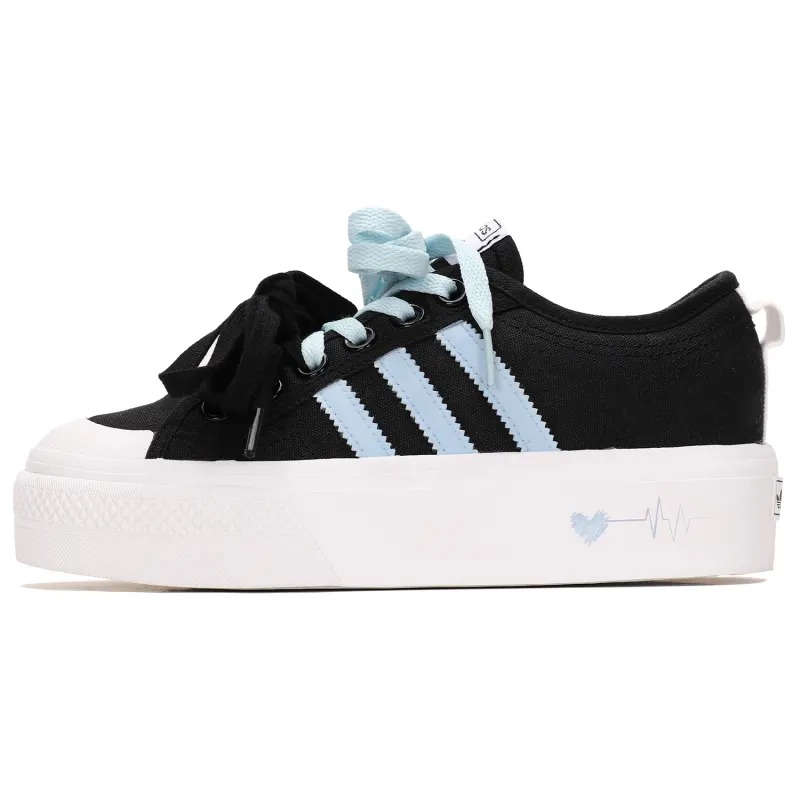 Adidas Originals Nizza Platform Slip Resistant Slip Resistant Low top Skateboard Shoes Women's Black Blue