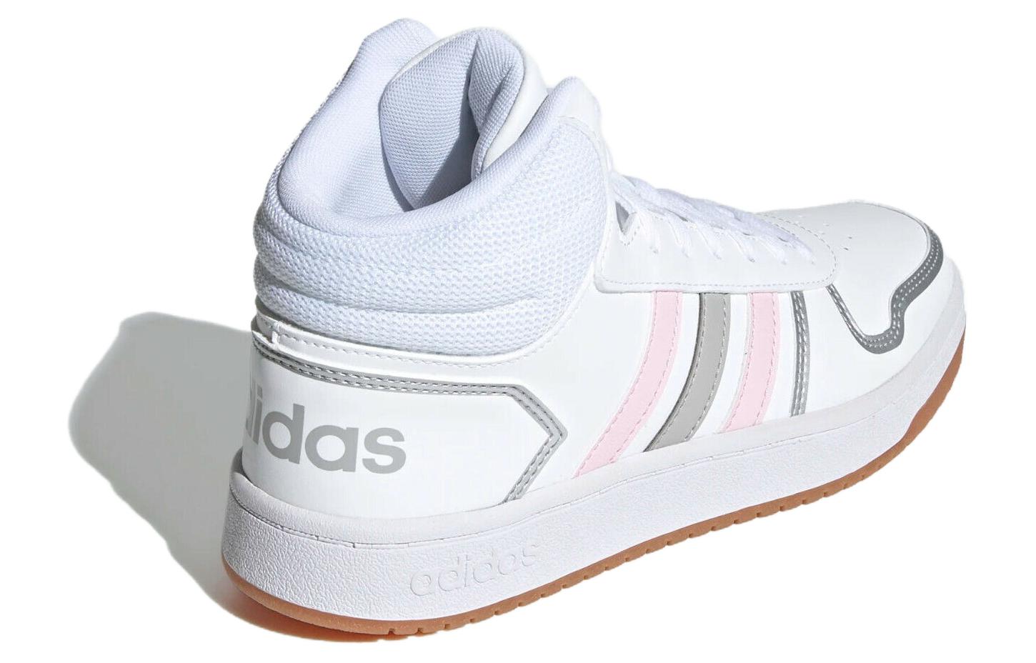 Женские кроссовки adidas neo Hoops 2.0 Mid (бело-розово-серые) — фото 4