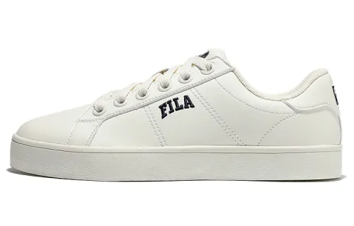 FILA Court Deluxe Casual Low top Skateboard Shoes Unisex Beige White Blue Korean Style