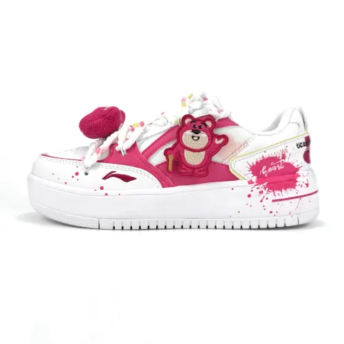 Li Ning LiNing X Disney Slip Resistant, Abrasion Resistant, Breathable Low top Skateboard Shoes Women's White Pink