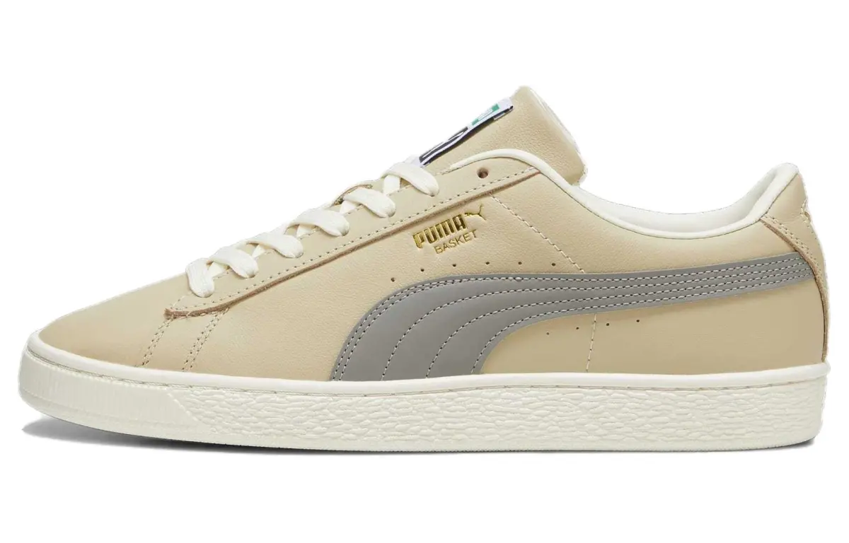 PUMA Basket Classic Xxi Low top Skateboard Shoes Unisex Beige Gray