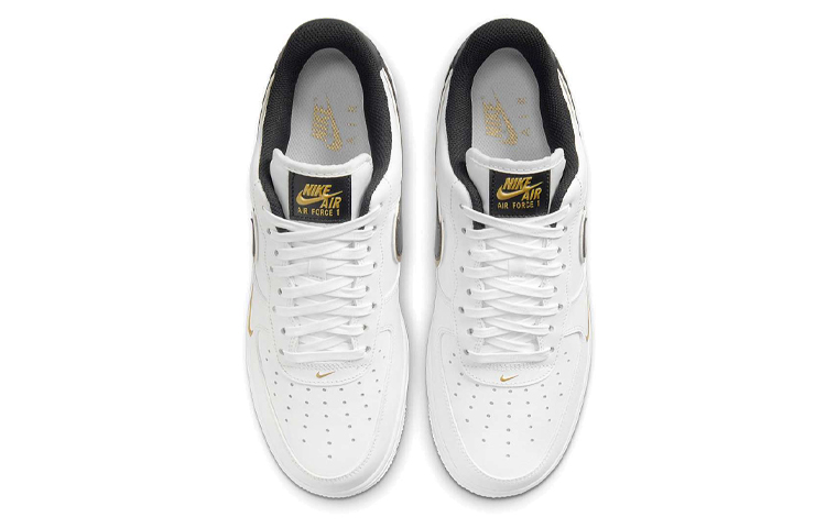 Мужские кроссовки Nike Air Force 1 (бело-черно-золотые) — фото 4