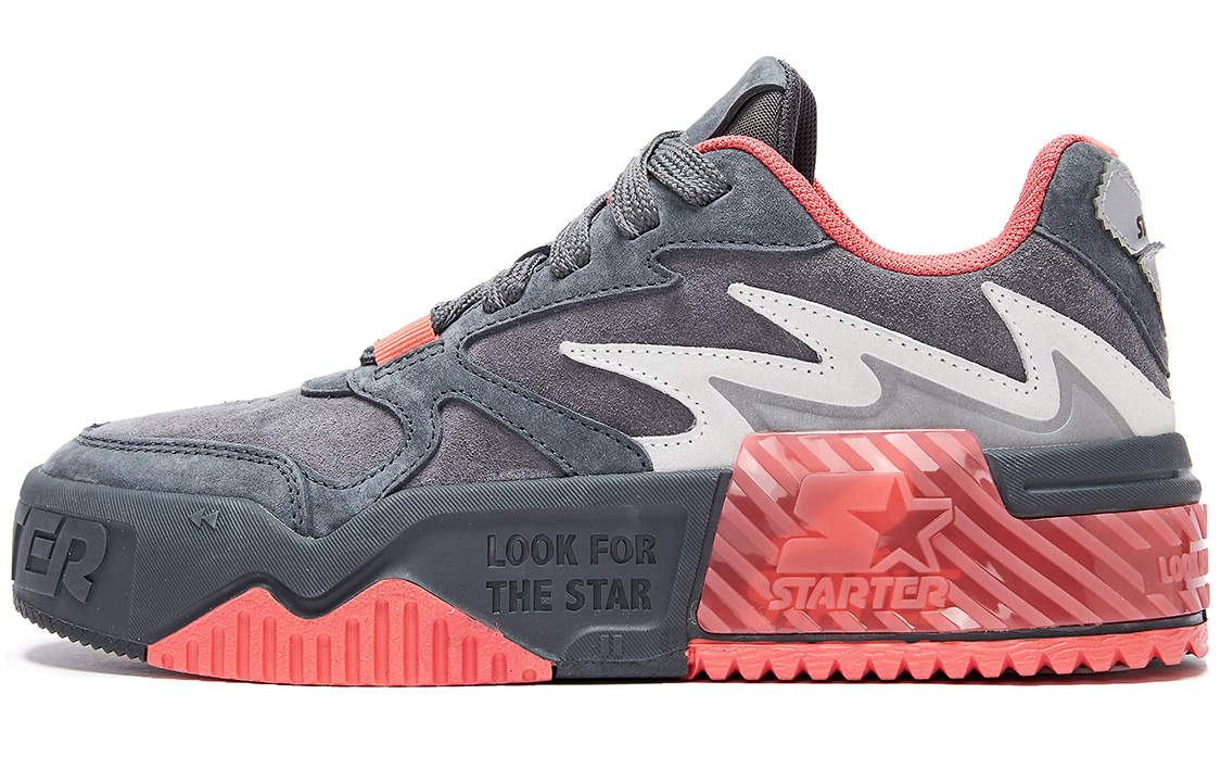 STARTER x Staple VOL Sound Wave 1 Textile, Synthetic Leather, Leather Low top Skateboard Shoes Women's Black Gray Pink