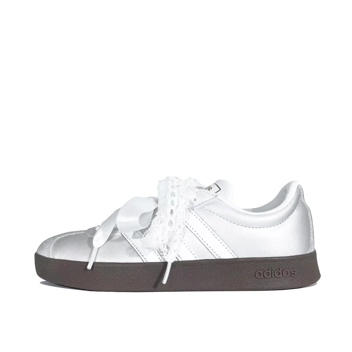 Adidas VL COURT 2.0 Galaxy Satin Dance Leather Coverage Balance Low top Skateboard Shoes Unisex Silver White
