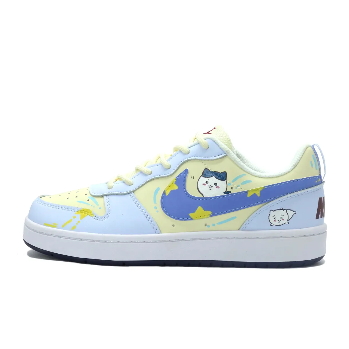 Nike Court Borough Leather Lightweight And Breathable Low top Skateboard Shoes GS Blue Yellow