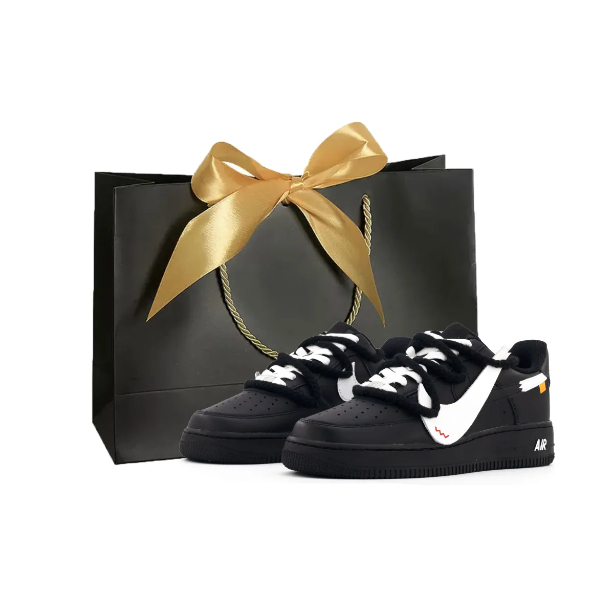 Nike Air Force 1 Coverage Thermal Slip Resistant Abrasion Resistant Low top Skateboard Shoes Unisex Black White