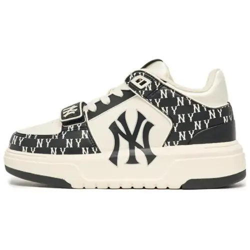MLB Chunky Liner Basic Mid top Skateboard Shoes Unisex Beige Black
