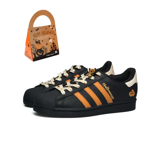 Adidas Originals SUPERSTAR Slip Resistant Low top Skateboard Shoes Unisex Black Orange