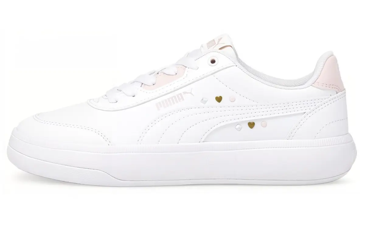 PUMA Tori Leather Comfortable Abrasion-Resistant Lightweight Low-top Skateboard Shoes Women's White Pink