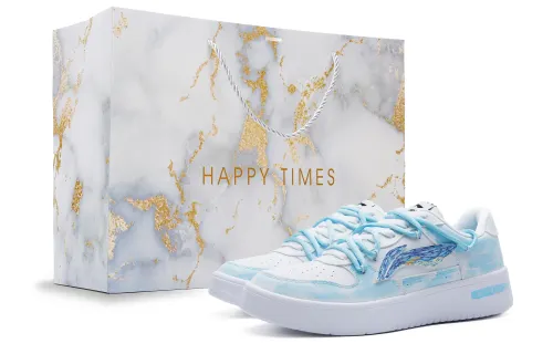 Li Ning Floating Boat Slip Resistant Abrasion Resistant Low top Skateboard Shoes Men's Blue White